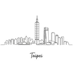 Fototapeta premium Taipei Skyline: Minimalist Line Art on White Background