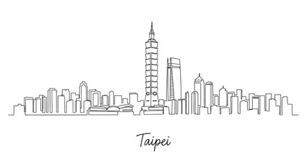 Obraz premium Taipei City Skyline Illustration: Minimalist Art. Vector Outline