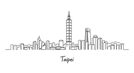 Obraz premium Taipei City Skyline Illustration: Modern Architecture in Taiwan