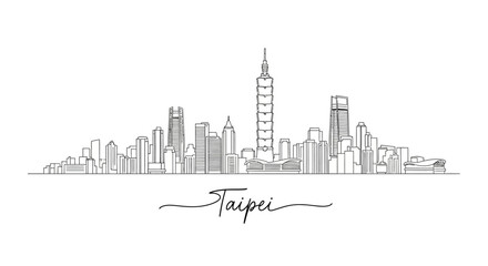 Obraz premium Taipei City Skyline Illustration: Modern Architecture in Taiwan