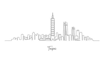 Obraz premium Taipei City Skyline Minimalist Drawing, Modern Architecture