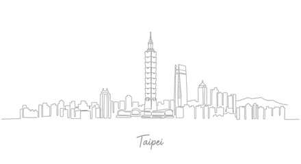 Obraz premium Taipei City Skyline Minimalist Drawing, Modern Art Illustration, Taiwan