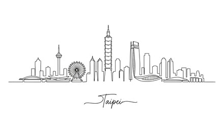 Obraz premium Taipei City Skyline Minimal Line Art