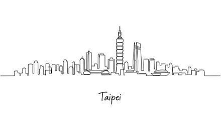 Obraz premium Taipei City Skyline Minimalist Line Art on White