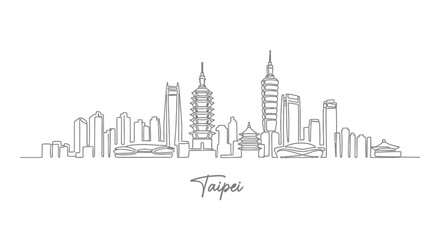 Obraz premium Taipei Cityline Architectural Sketch, Minimalist Line Art