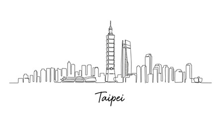 Obraz premium Taipei Skyline Line Drawing - Modern City Architecture Sketch