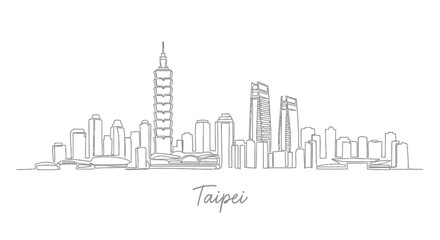 Obraz premium Taipei Skyline Line Drawing - Modern Cityscape and Landmarks