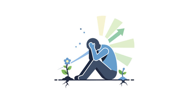 Sad person sitting on the ground.