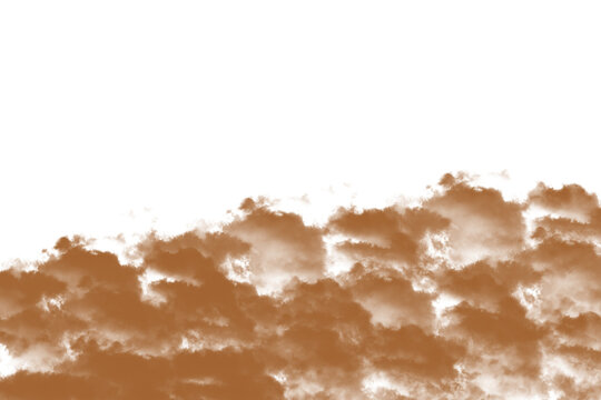 Soft fluffy brown clouds floating in the sky with a natural organic shape texture and smooth edges rendered in a high quality style on transparent background