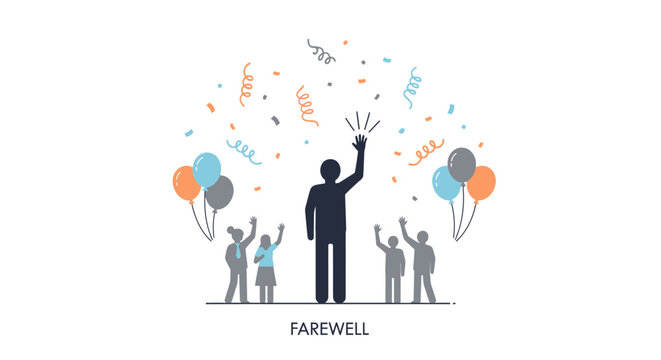 Silhouette of man waving goodbye.