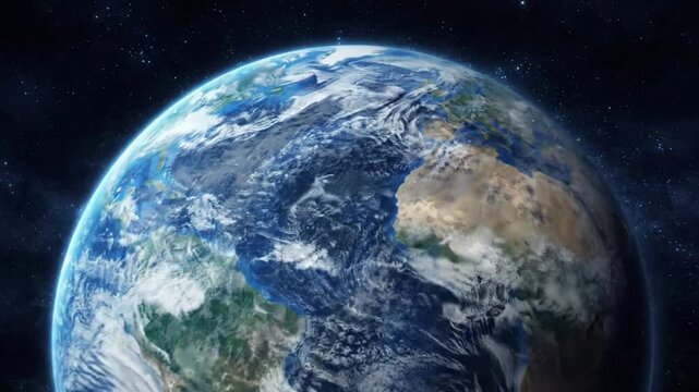 Cinematic earth rotation from space: high-resolution view of continents, clouds, and deep blue oceans for global communication and science png. ai generated