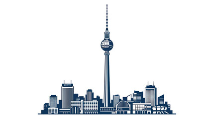 Berlin Skyline Silhouette with Fernsehturm TV Tower - Vector Illustration © Sepeda