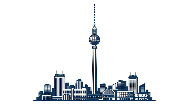 Berlin Skyline Silhouette with Fernsehturm TV Tower - Vector Illustration