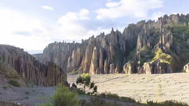 Panoramic View of Valle de las Animas Canyon with Traveler in La Paz Bolivia