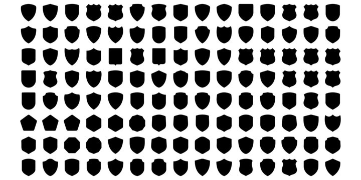 Repeating Black Shield Icons Pattern.