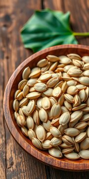 Crunchy lotus seeds arranged in a wooden bowl on a rustic surface, phool makhana, earthy