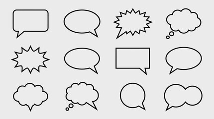 Fototapeta premium Speech bubbles set, various cartoon style shapes graphic