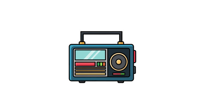 Vintage Style Blue Boombox Stereo.