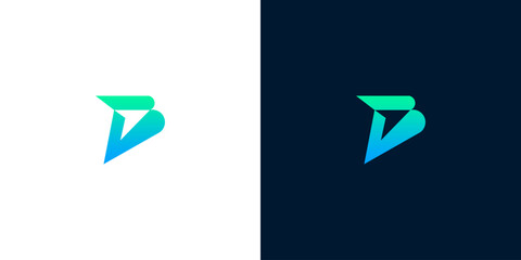 Minimalist Letter B Logo Design Featuring a Modern Dynamic Gradient Arrow Shape for Tech Brand Identity © Eunois