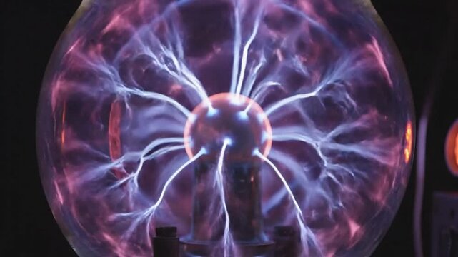 Plasma Ball Lightning Arc Energy Discharge Scientific Experiment Glowing Plasma Orb Abstract Energy Flow Visual Concept