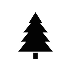 Fototapeta premium Black Christmas tree silhouette on white background