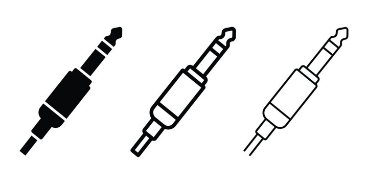 Guitar plug icon silhouette vector, bold outline and line art design