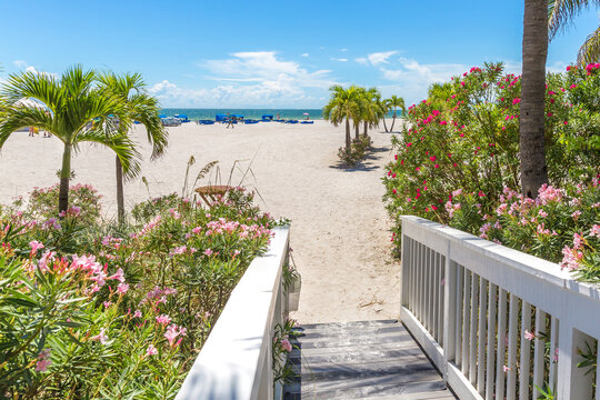 Boardwalk on beach in St. Pete, Florida, USA