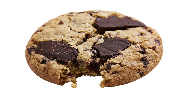 Chocolate chip cookie with a bite taken out