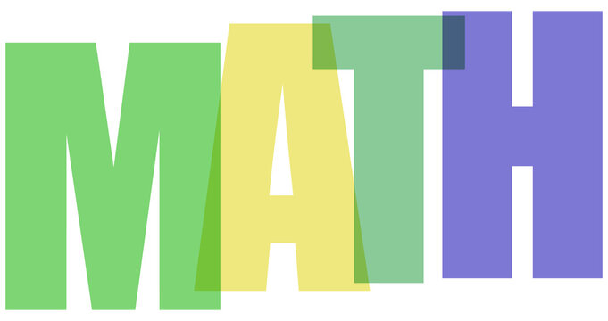 Colorful 3D math text with multiple layers transparent background
