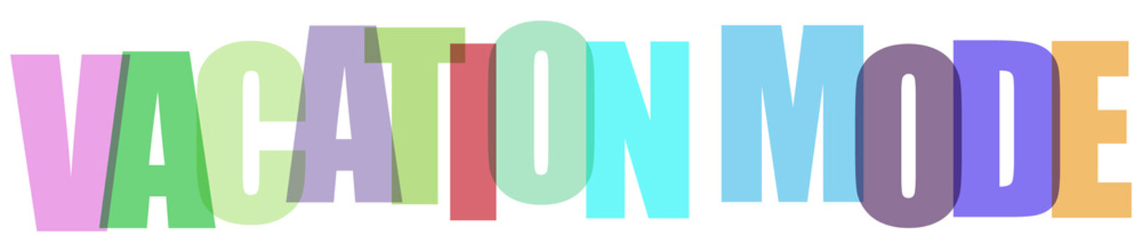 Colorful vacation mode text with pastel colors transparent background