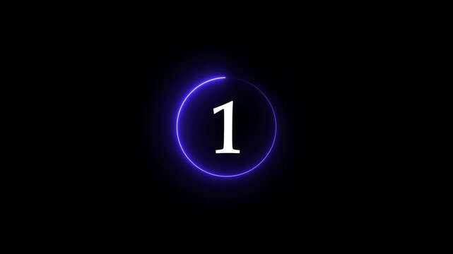 Random dial design. Circle countdown timer one minute animation from 5 to 0 second animation. Modern flat design with animation. neon circle and number looping animated