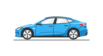 Fototapeta premium Blue Sedan Car Side View Profile.