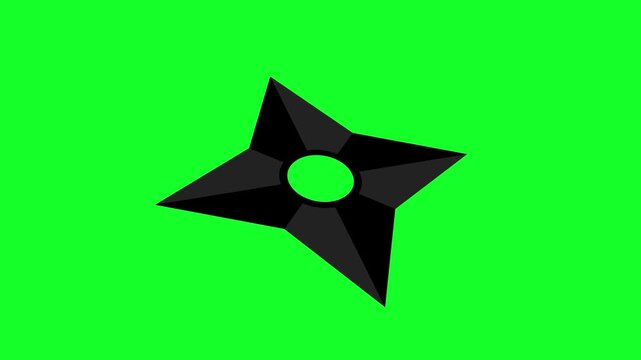 Rotating Ninja Shuriken Weapon Green Screen Animation