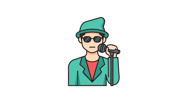 Cartoon man wearing sunglasses talking.