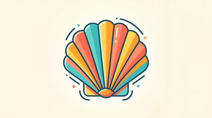 Colorful illustrated seashell with vibrant gradient design. © Riki