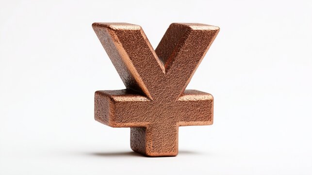 Copper yen symbol isolated on white background, currency sign