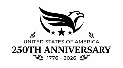 Fototapeta premium United States 250th Anniversary Sestercentennial Logo With Eagle Laurel Wreath And Stars Commemorating 1776 To 2026