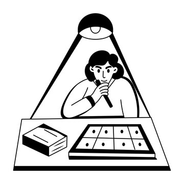 A glyph illustration of character decoding secret message