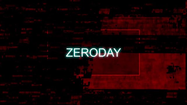 Advanced cyber threat concept presenting a glowing zeroday vulnerability exploit text notification over a dark red corrupted digital backdrop.