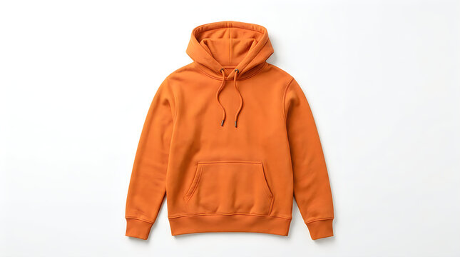 Orange hoodie sweatshirt isolated on white background
