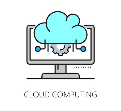 Software cloud computing program code line icon or sign. Software development linear icon, program code programing sign. Application technology symbol