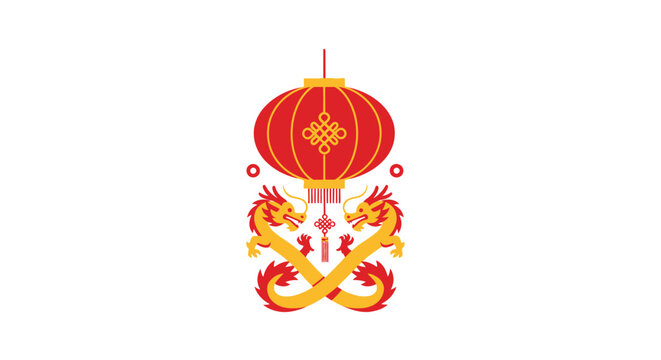 Chinese red lantern with dragon.
