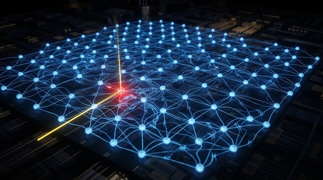 Quantum Computing Error Correction Blue Qubit Grid Dark Technology Premium