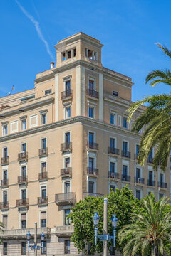 Barcelona, Classic Architecture Building on Passeig de Colom, Historic Residential Facade