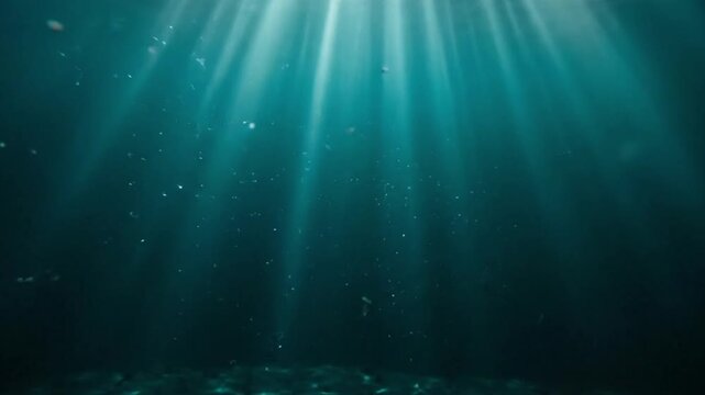 Abstract deep ocean water sunbeams background