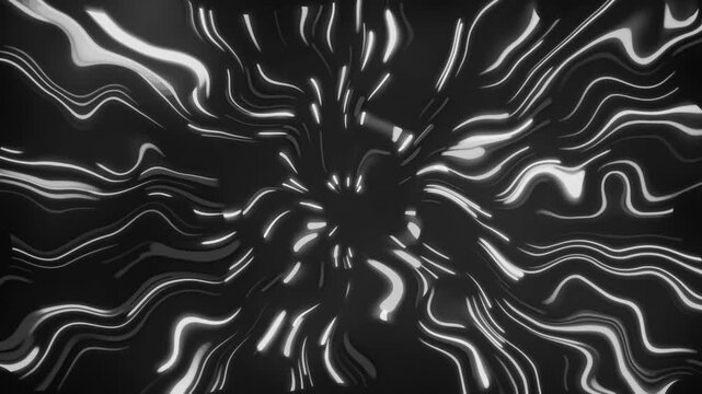 Neon fluid lines radiating on dark background animation