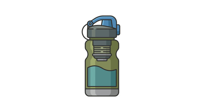 A colorful illustration of a reusable water bottle with a blue cap on a white background for 20260703 (276).ai reference