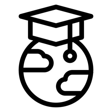 Global Online University Education Line Icon