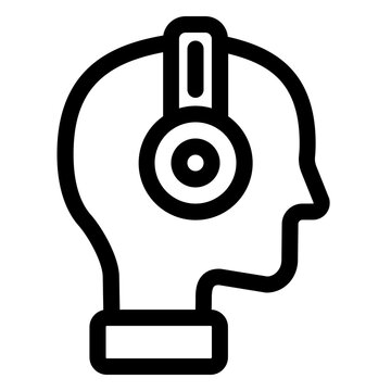 Student Listening Audio Lesson Line Icon