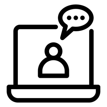 Online Video Class Webinar Line Icon